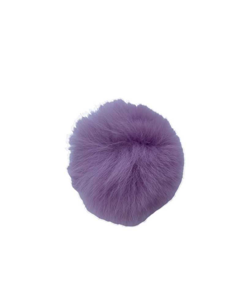 Anwendung: Elastisches Knopfloch mit Bommel aus echtem Kaninchenfell, 5 cm hoch