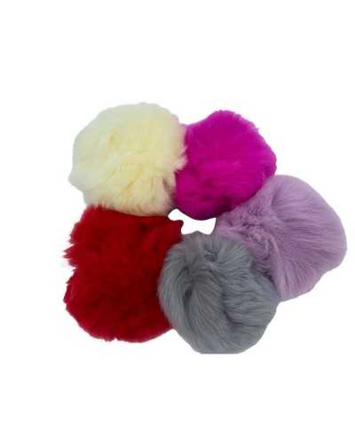 Application Real Rabbit Fur Pom Pom Elastic Buttonhole High 5 Cm