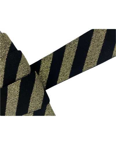 50 Cm Passamaneria Elastico Nastro Nero Lurex Argento Oro Diagonale Alto 4 Cm