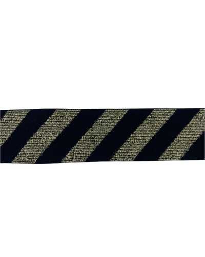 50 Cm Pasamanería Cinta Elástica Negro Lurex Plata Oro Diagonal Alto 4 Cm