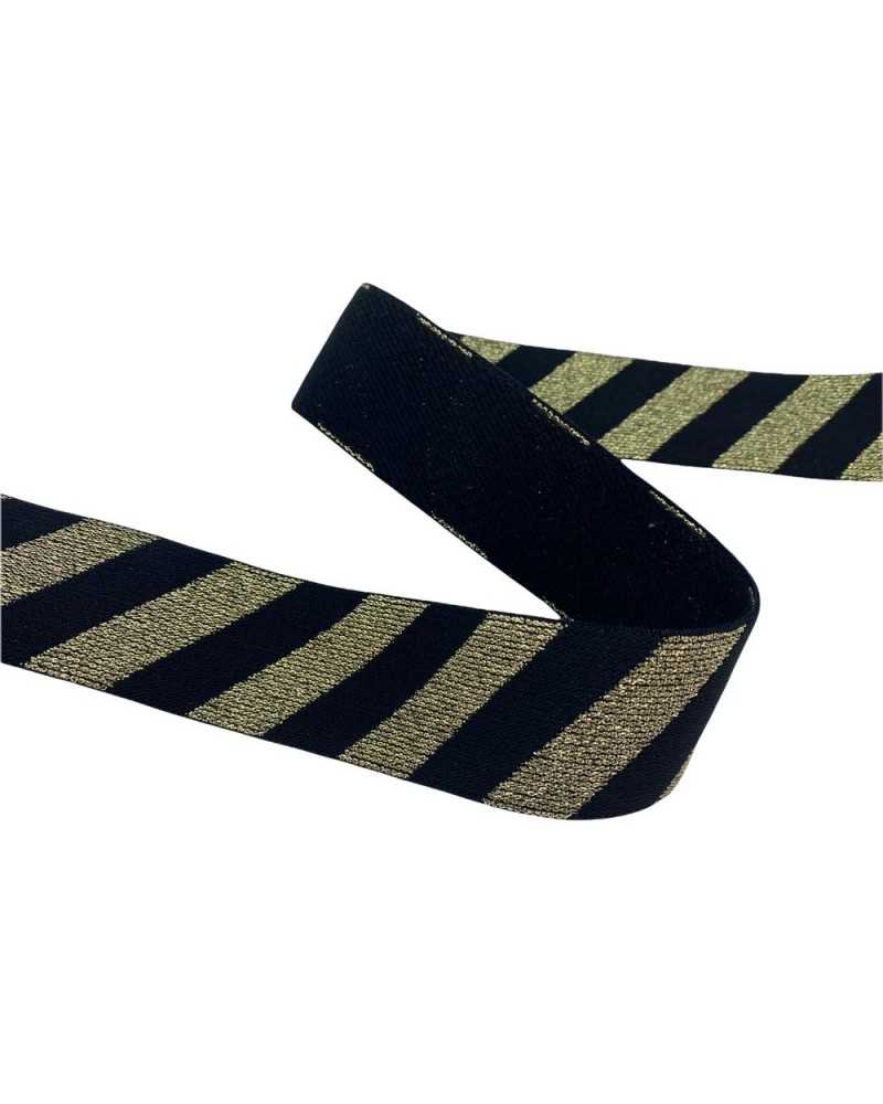 50 Cm Pasamanería Cinta Elástica Negro Lurex Plata Oro Diagonal Alto 4 Cm