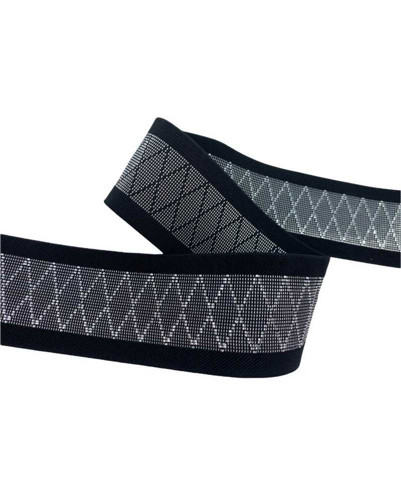 50 Cm Trimmings Elastic Spring Black Rhombus 5 Cm High