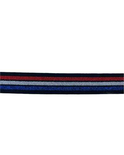 Passementerie Élastique Bord Rayé Lurex Base Noir 2 Cm De Haut