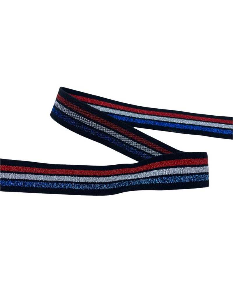 Elastic Trimmings Striped Edge Lurex Black Base 2 Cm High