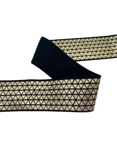 50 Cm Trimmings Elastic Black Gold Lurex High 5 Cm