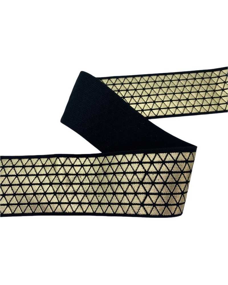 50 Cm Trimmings Elastic Black Gold Lurex High 5 Cm