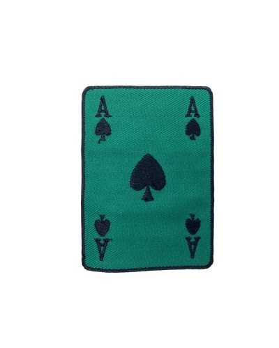 Applikationspatch zum Aufbügeln, grüner Stoff, Pokerkarten, Stickerei, 9 x 6 cm