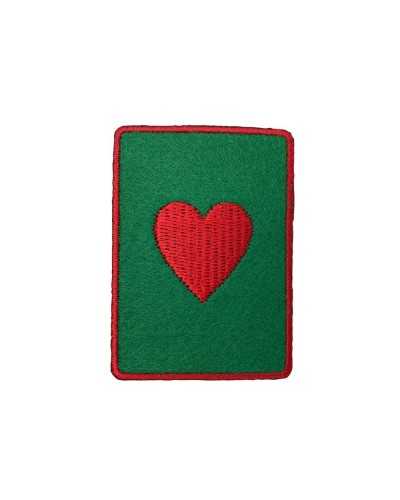 Application Iron-on Patch Green Cloth Embroidered Poker Game Cards 7x5 Cm