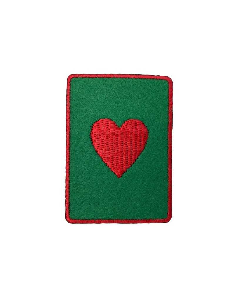 Application Écusson Thermocollant Tissu Vert Brodé Cartes De Jeu De Poker 7x5 Cm