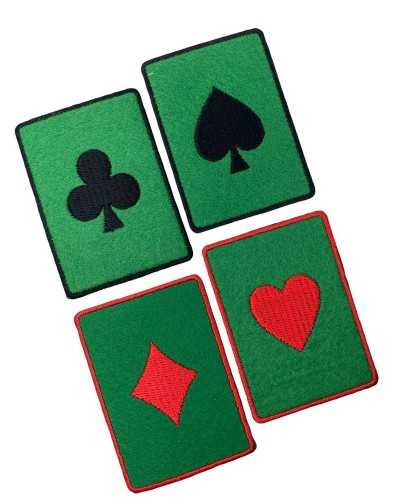 Application Écusson Thermocollant Tissu Vert Brodé Cartes De Jeu De Poker 7x5 Cm