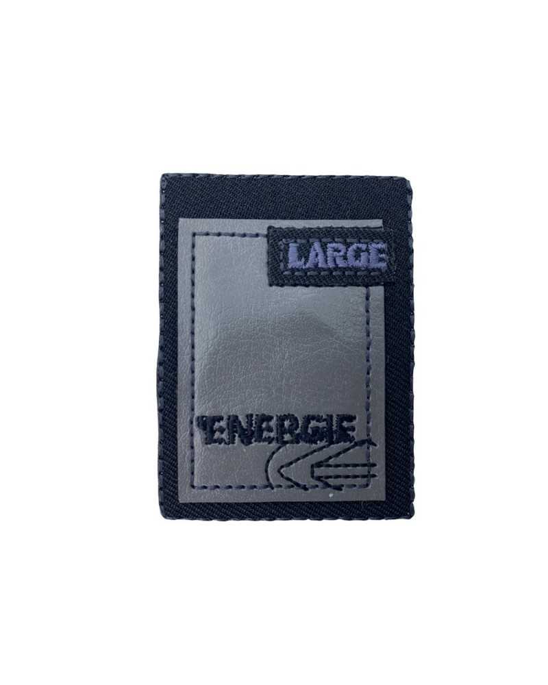Application Patch Ecusson Thermocollant Brodé Simili Cuir Ecrit LARGE ENERGIE 40x55 Mm