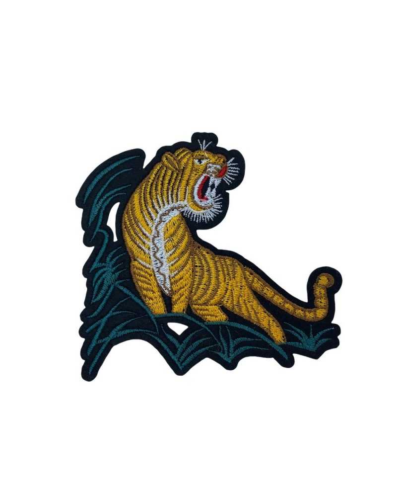 Application Patch Sew Tiger Lurex Embroidery 12x11 Cm