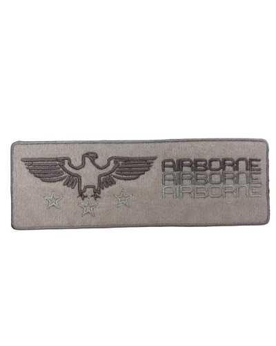 Toppa Patch Termoadesiva Tessuto Eco Camoscio Ricamo Aquila Airborne Stelle 145x50 Mm