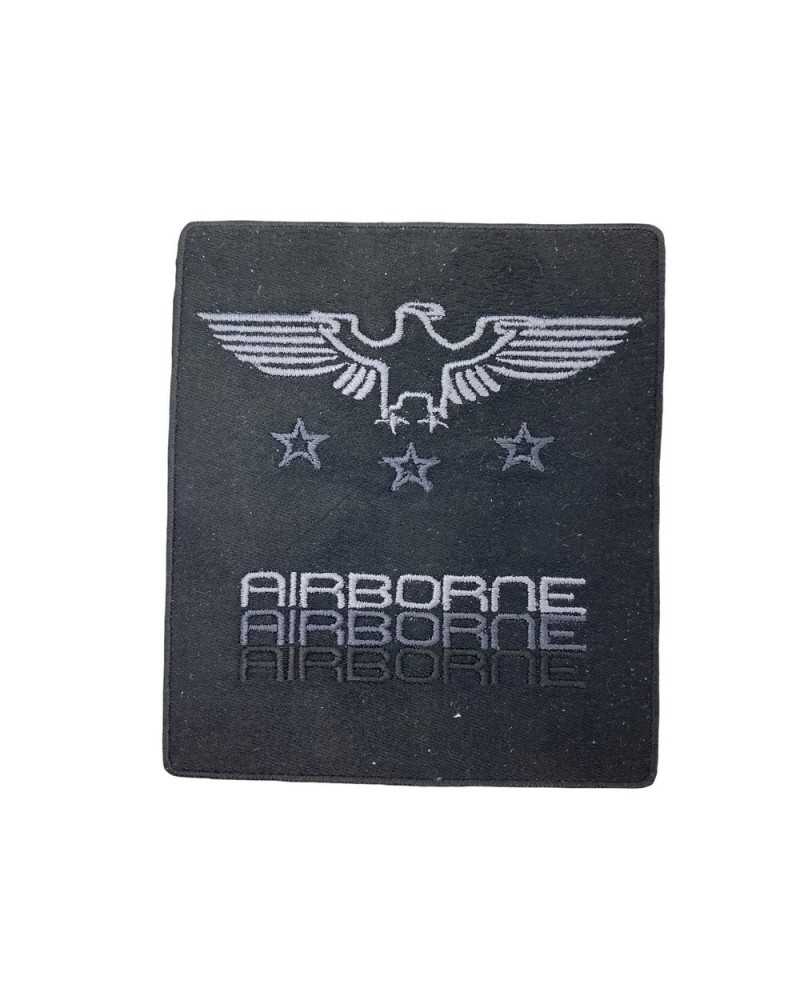 Application Patch Ecusson Thermocollant Eco Suede Tissu Aigle Airborne Etoiles Broderie 11x10 Cm