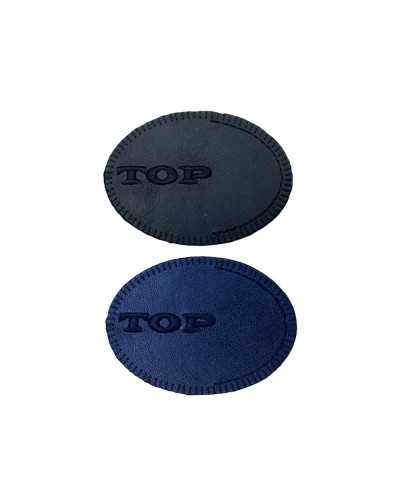 Patch Application Patch Faux Leather Embroidery TOP Oval Iron-On 7x5 Cm