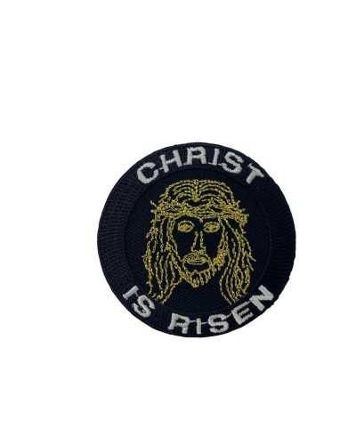 Thermoadhesive Application Black Patch Gold Lurex Embroidery Holy Jesus Face 6 Cm