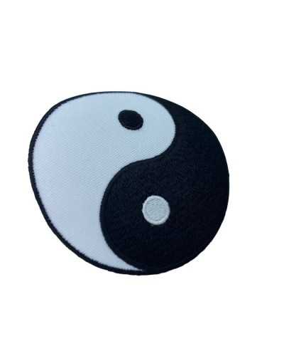 Runde Patch-Applikation Yin Yang Balance Gegensätzliche Energien Weiß Schwarz 7 cm