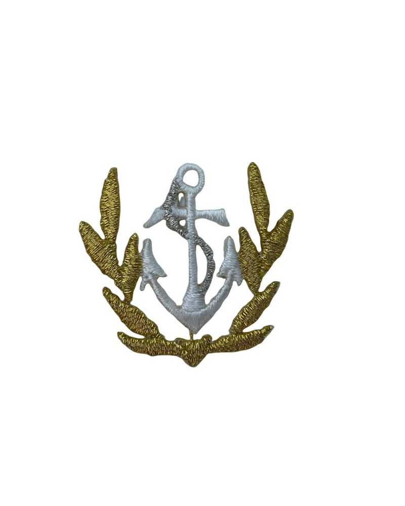 Aufnäher zum Aufbügeln, Mini-Anker, goldene Lurex-Stickerei, 3 x 3 cm