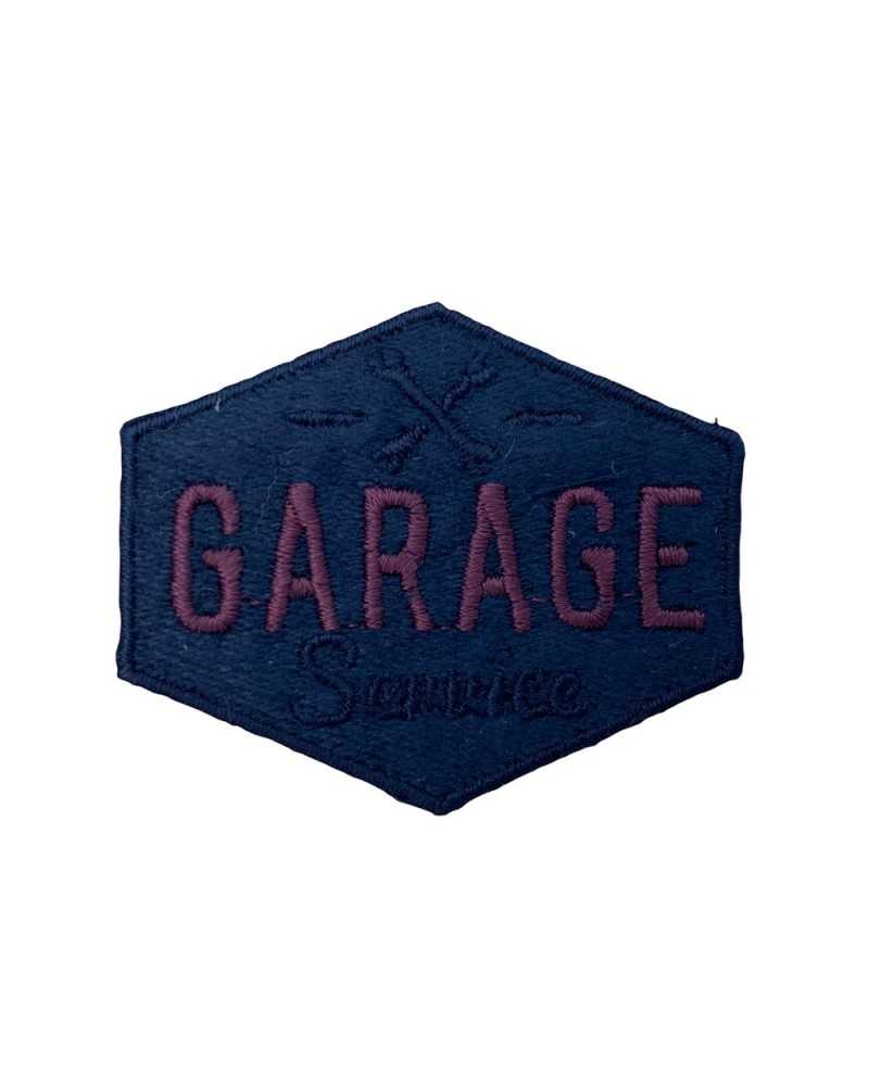 Applicazione Patch Termoadesiva Ricamata Pentagono Scritta Garage Service 50x45 Mm
