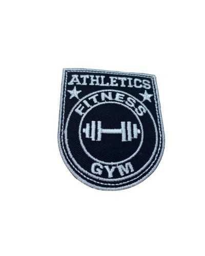 Aufnäher zum Aufbügeln, schwarzer Aufnäher, Rocker-Aufnäher, weiße Fitness-Stickerei, 5 x 6 cm