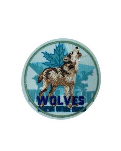 Écusson Rond Broderie Animal Loup Application Thermocollant 65 Mm