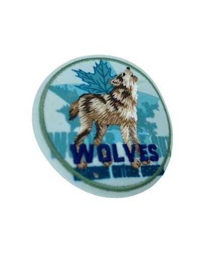 Parche Termoadhesivo Bordado Animal Lobo Redondo 65 Mm