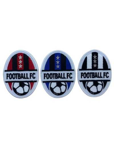 Aufnäher zum Aufbügeln, Stoff, Sportschild, bestickt, oval, Fußballmannschaften, 75 x 55 mm