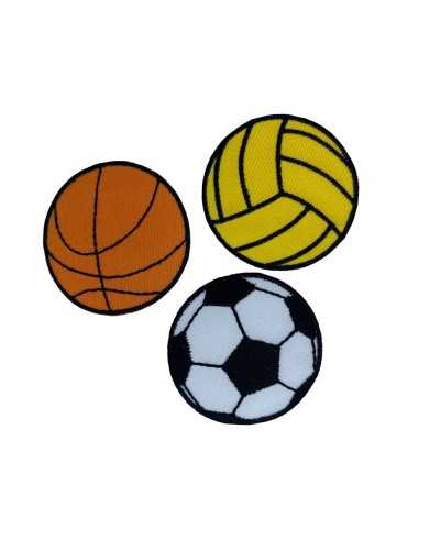 Applikation Ball Volleyball, Basketball, Fußball Aufnäher zum Aufbügeln, bestickter Sportstoff, 4 cm