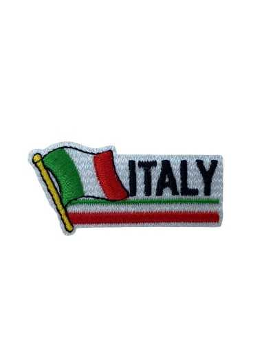 Aplicación Termoadhesivo Parche Bandera Escrito Italia 5X2 Cm