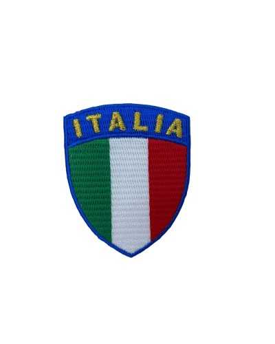 Application Embroidery Iron-on Shield Patch Gold Lurex Italy Flag 6x5 Cm