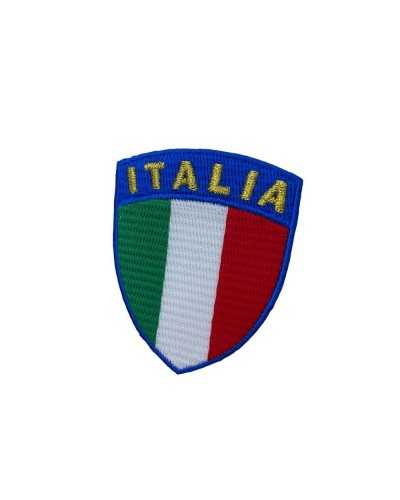 Application Embroidery Iron-on Shield Patch Gold Lurex Italy Flag 6x5 Cm