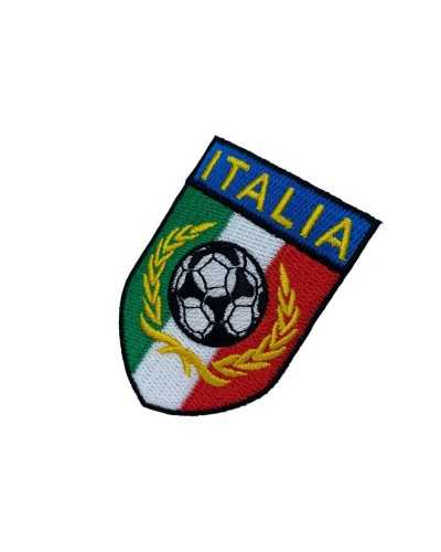 Applicazione Termoadesiva Ricamo Pallone Patch Scudetto Italia 45x70 Mm