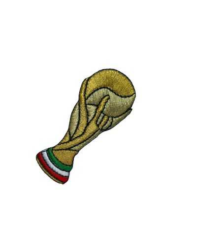 Aufnäher zum Aufbügeln mit WM-Applikation, Gold-Lurex-Stickerei, Italien-Flagge, 25 x 65 mm