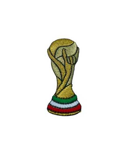 Aufnäher zum Aufbügeln mit WM-Applikation, Gold-Lurex-Stickerei, Italien-Flagge, 25 x 65 mm
