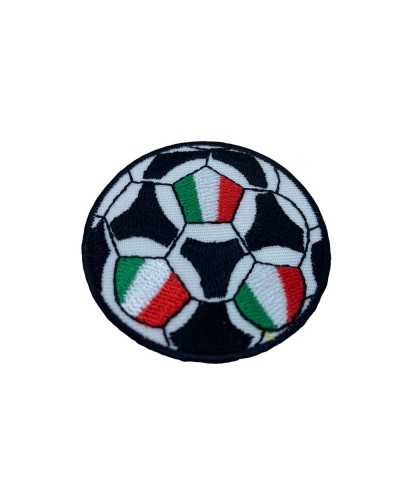 Klebeauftrag Patch Ball Schwarz Weiß Stickerei Italien Flagge Thermoadhäsiv 55 mm