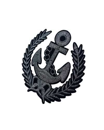 Application Iron-on Patch Embroidery Anchor Silver Black 10x10 Cm