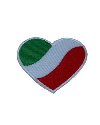Aufnäher zum Aufbügeln, Herz-Italien-Flagge, 45 x 40 mm
