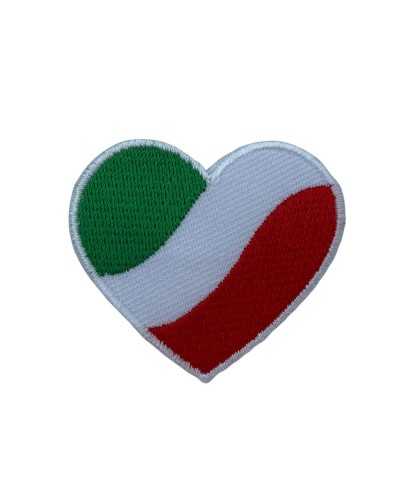 Aufnäher zum Aufbügeln, Herz-Italien-Flagge, 45 x 40 mm