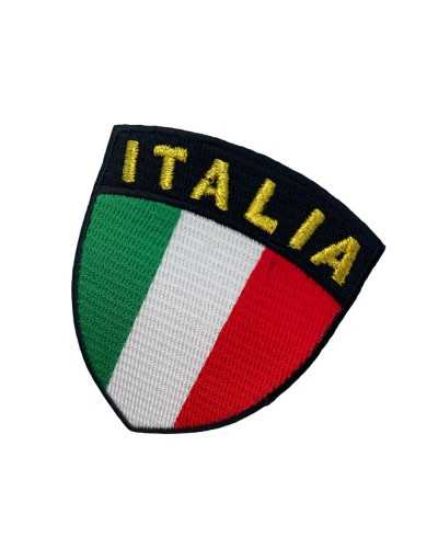 Thermoadhesive Application Embroidery Patch Marbet Flag Written Gold Lurex Italy Shield 60x75 Mm