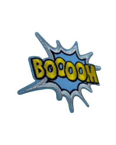 Application Ecusson Thermocollant Marbet Broderie Ecrit Boooom 8x6 Cm