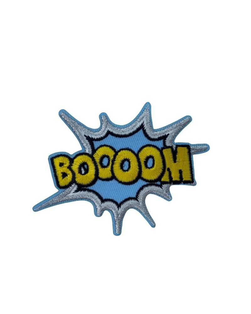 Application Iron-on Adhesive Patch Marbet Embroidery Written Boooom 8x6 Cm