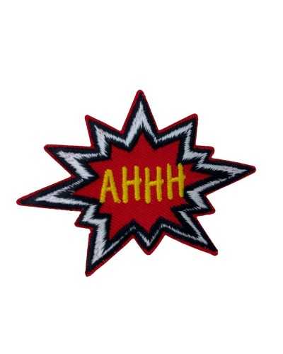 Application Iron-on Adhesive Patch Marbet Embroidery Written Ahhh 8x6 Cm
