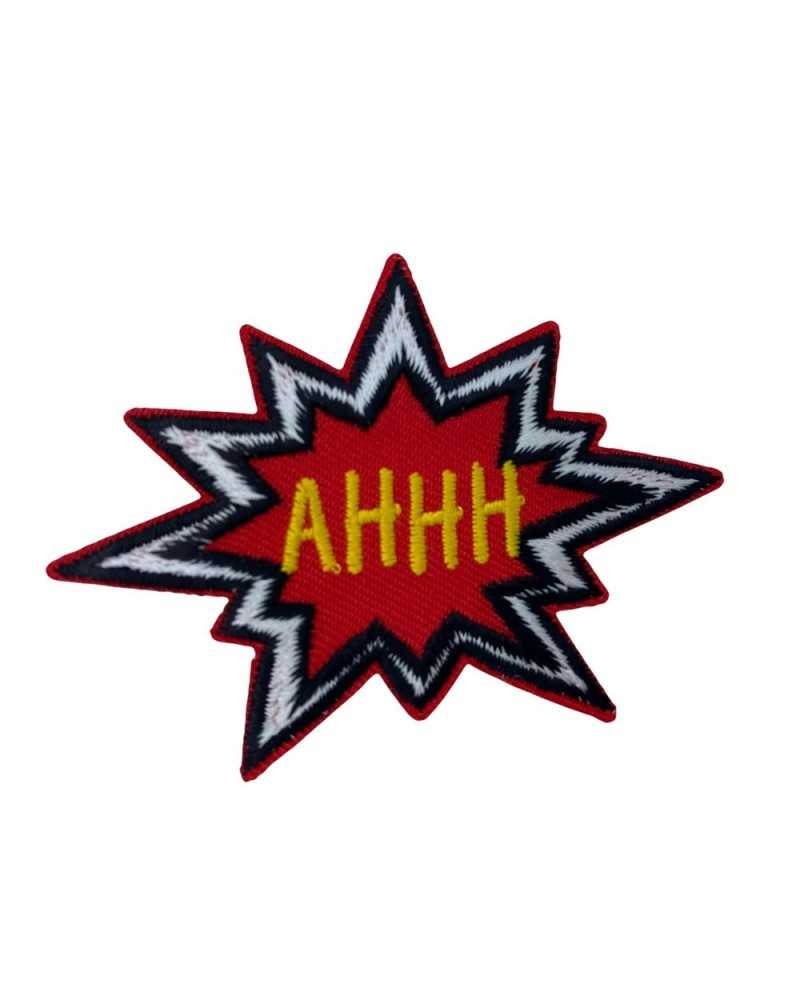 Application Iron-on Adhesive Patch Marbet Embroidery Written Ahhh 8x6 Cm