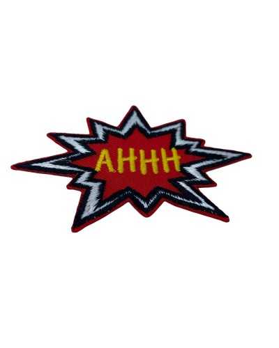 Application Iron-on Adhesive Patch Marbet Embroidery Written Ahhh 8x6 Cm