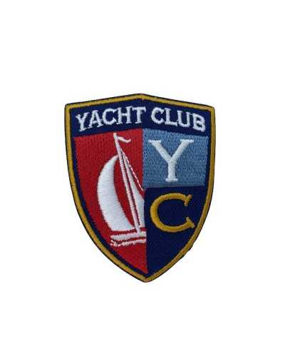 Aplicación Escudo Azul Bordado Yate Velero 5x7 Cm