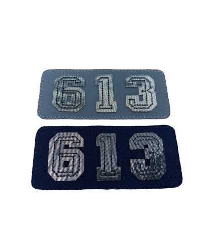 Iron-on Patch Fabric Embroidery Numbers Lurex 613 Rectangular 9x4 Cm