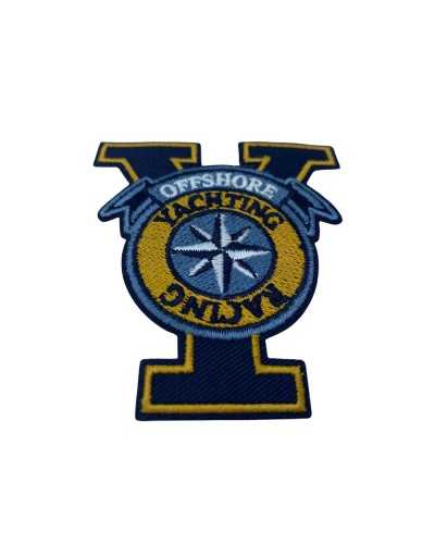 Blaue thermoklebende Applikationsstickerei Yachting Y Offshore Racing Venti Star 8x7 cm