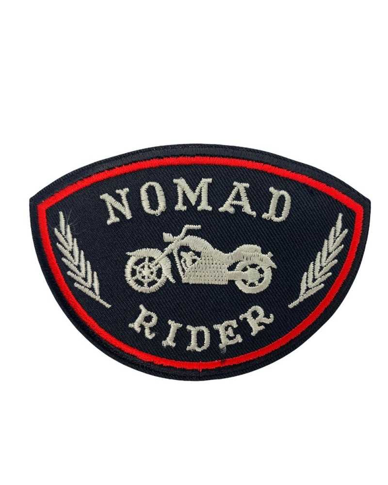 Black Thermoadhesive Patch Application Emblem Motorcycle Embroidery NOMAD RIDER Written 10x7 Cm