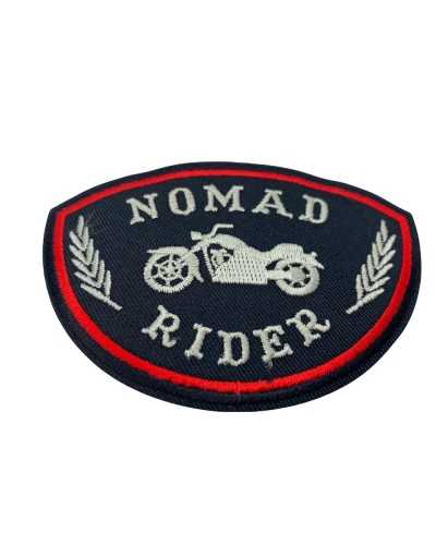 Black Thermoadhesive Patch Application Emblem Motorcycle Embroidery NOMAD RIDER Written 10x7 Cm