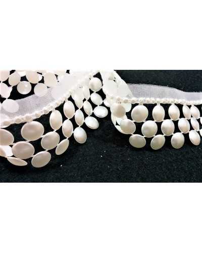 50 Cm White Trimmings Round Fringe Resin 5 Cm High